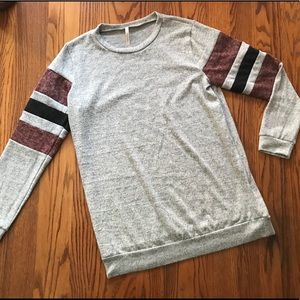 MyStory long stripes sleeve grey top